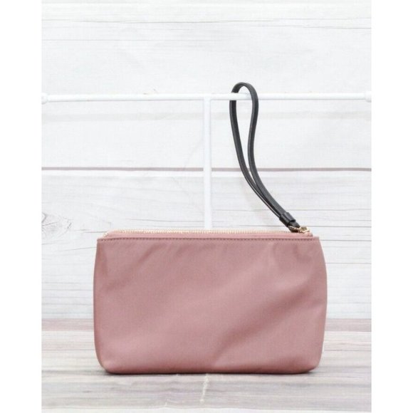 Kate Spade Pink Nylon Leather Handle Double Zip Purse Wristlet - Picture 3 of 9